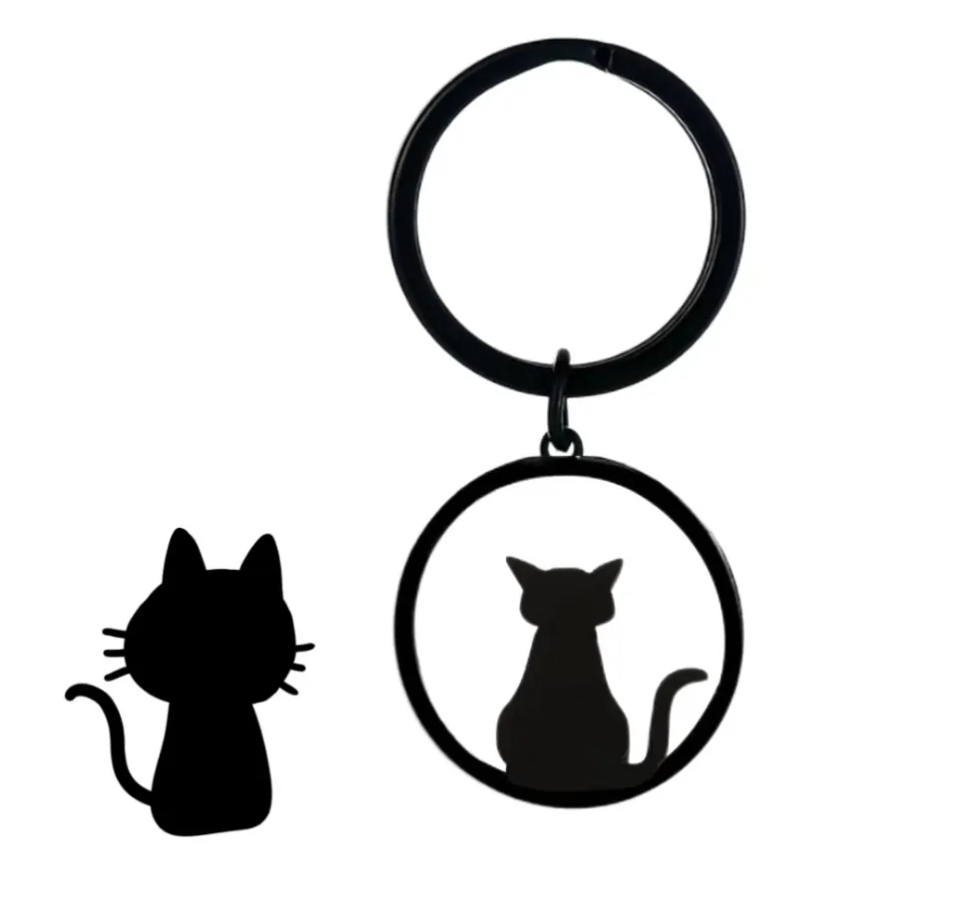 Portachiavi silhouette gatto nero