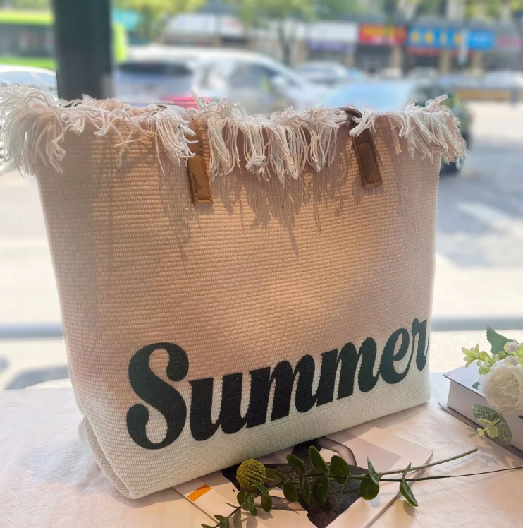 Borsa da Spiaggia con Manici in Pelle Sfumata