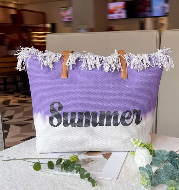 Borsa da Spiaggia con Manici in Pelle Sfumata